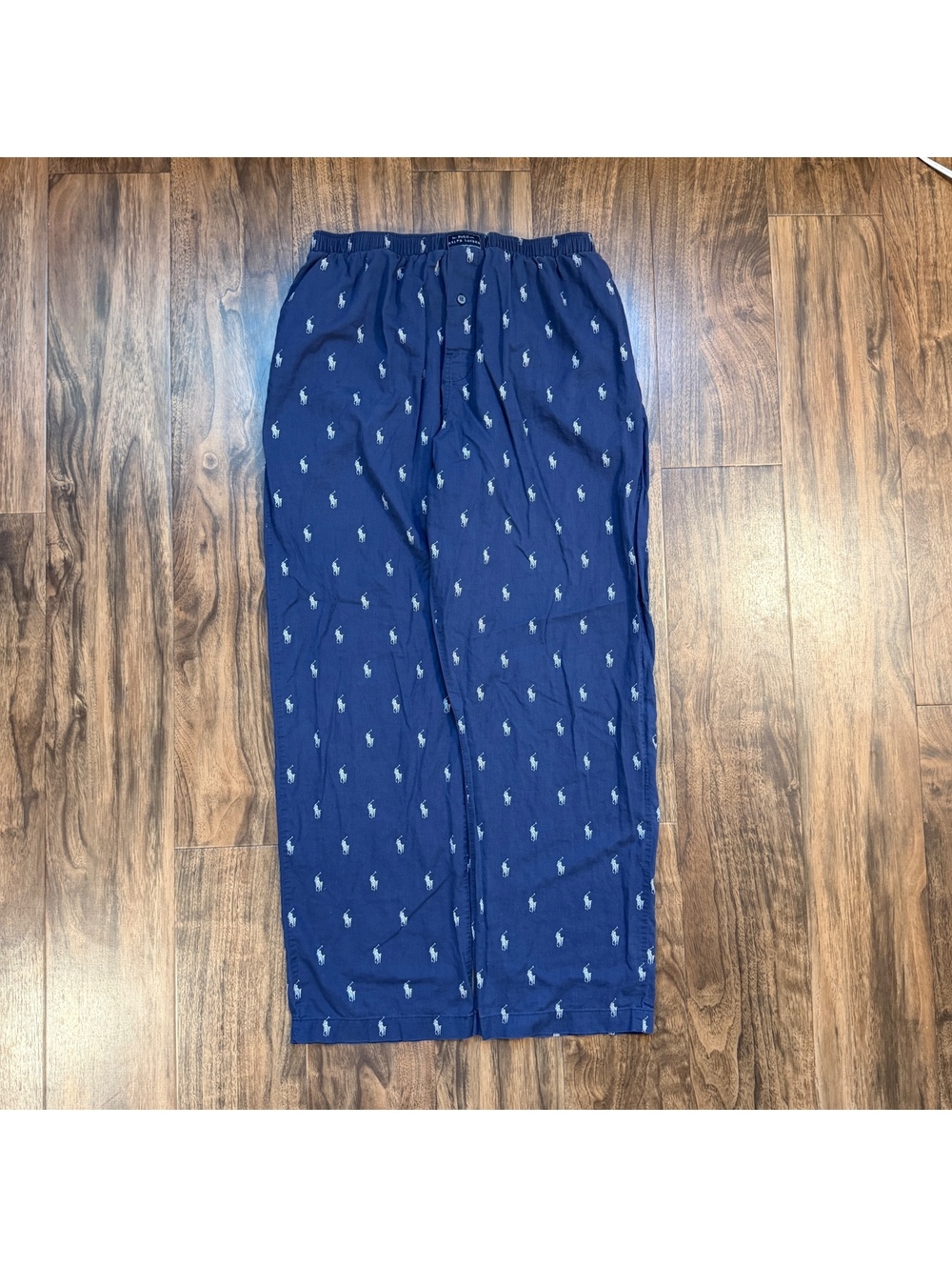 Polo Ralph Lauren Pajama Pants Large All Over Pony Navy Blue Sleepwear Lounge